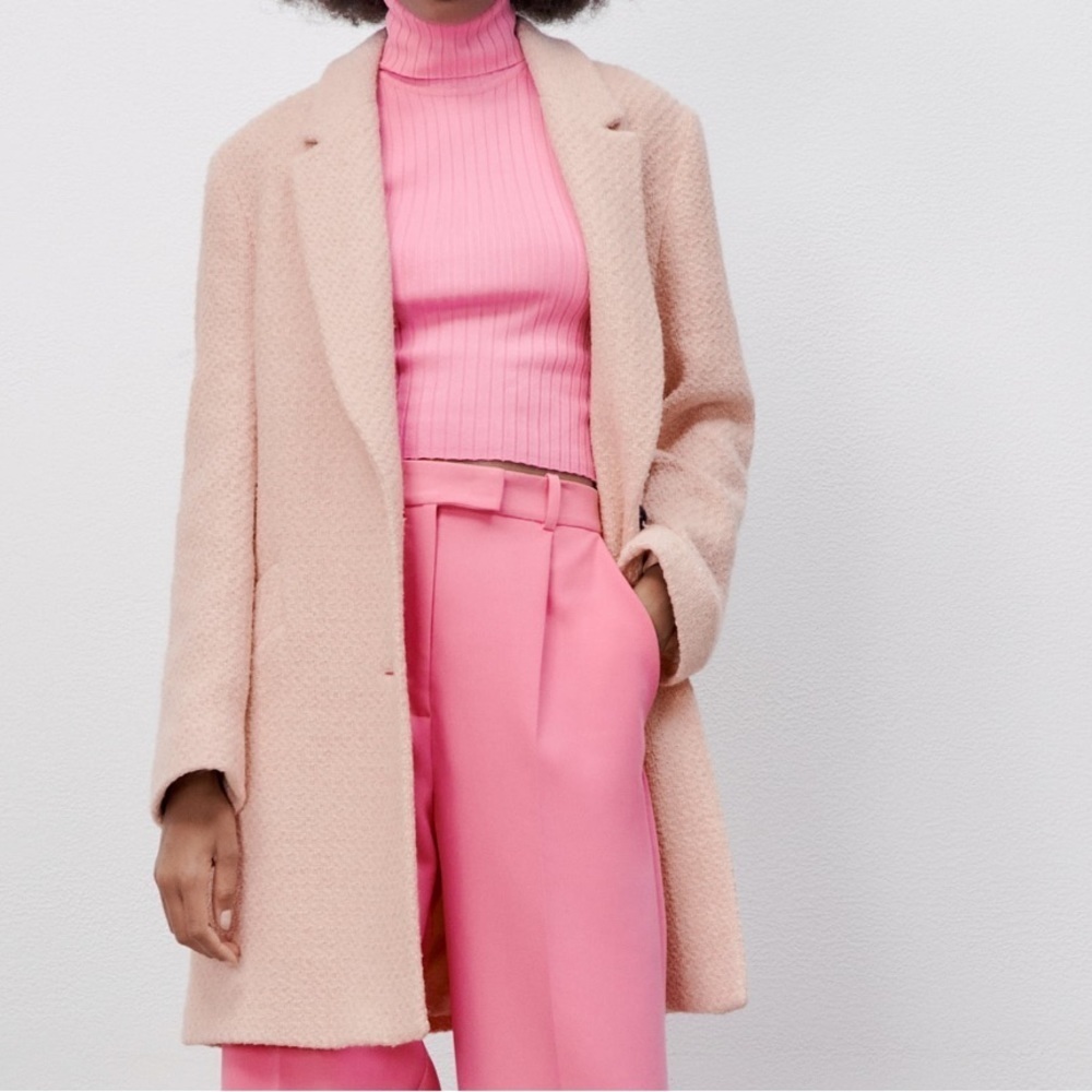 ZARA Women textured coat, spring, winter, fall, extra Small, light pink